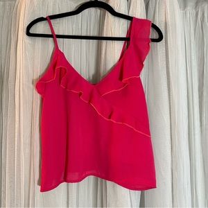 NWT Fantastic Fawn The Turquoise Pistol Bright Pink Ruffle Tank Blouse